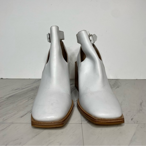 Free People Brady Square Toe White Leather Buckle Shootie Bootie 40 - Picture 2 of 15